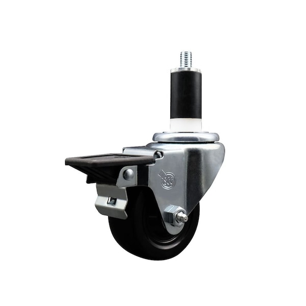 3'' Hard Rubber Swivel 1-3/4'' Expanding Stem Caster with Brake